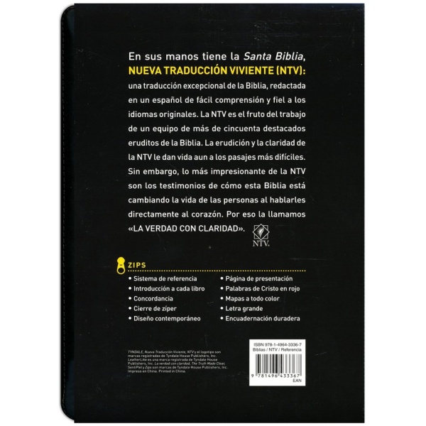 Santa Biblia Ntv Edición Zíper Con Referencias Letra Grande - Image 3