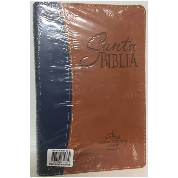 Biblia Reina Valera 1960 Mediana, Letra Grande, Azul/café...