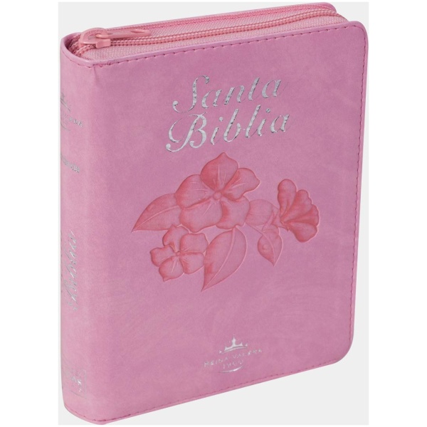 Biblia RVR1960 Tamaño Compacta Imitación Piel Color Rosa Cierre e Índice