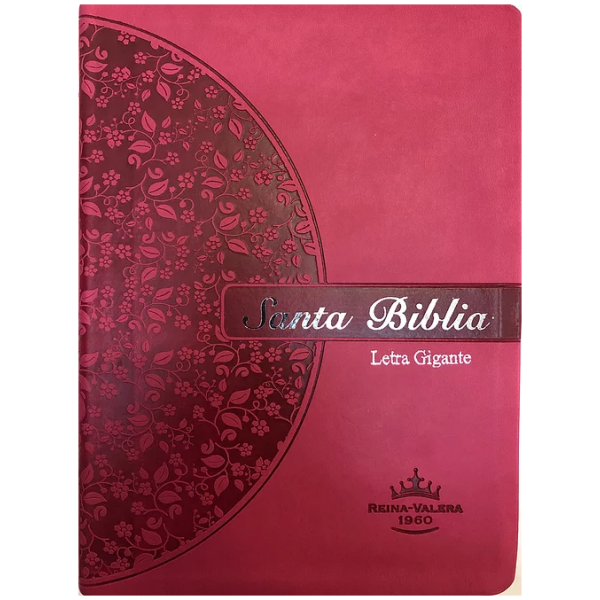 Biblia RVR60 Letra gigante imit piel rosa canto floral