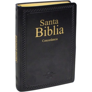 Biblia RVR1960 im piel suave negro concordancia canto amarillo
