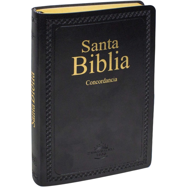 Biblia RVR1960 im piel suave negro concordancia canto amarillo