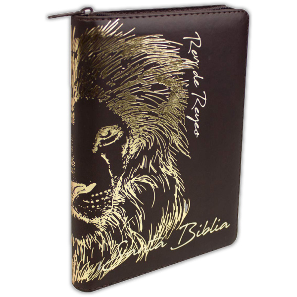 Biblia Rvr60 Piel Fabricada Café León Cierre Índice