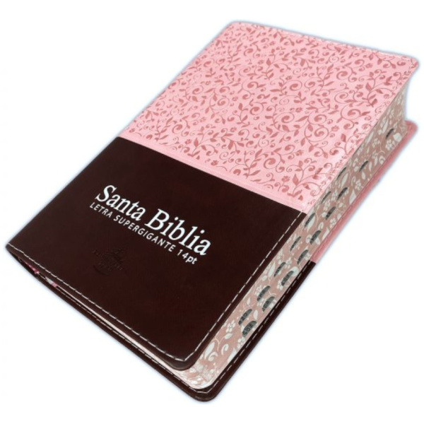 Biblia Letra Gigante Manual RVR1960 Piel Rosa Café Índice 14pt