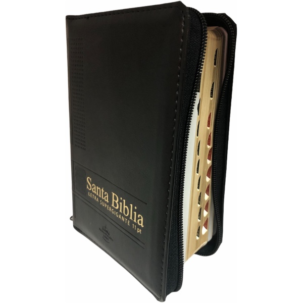 Biblia RVR1960 Compacta Im Piel Negro Cierre Indice 11 pt