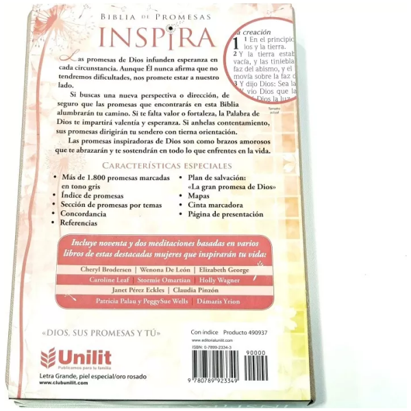 Biblia De Promesas Inspira, Con Indice, Piel Especial Rosa - Image 4