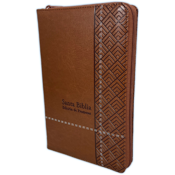 Biblia RVR1960 de Promesas Manual Marrón Piel Índice Cierre 12pt