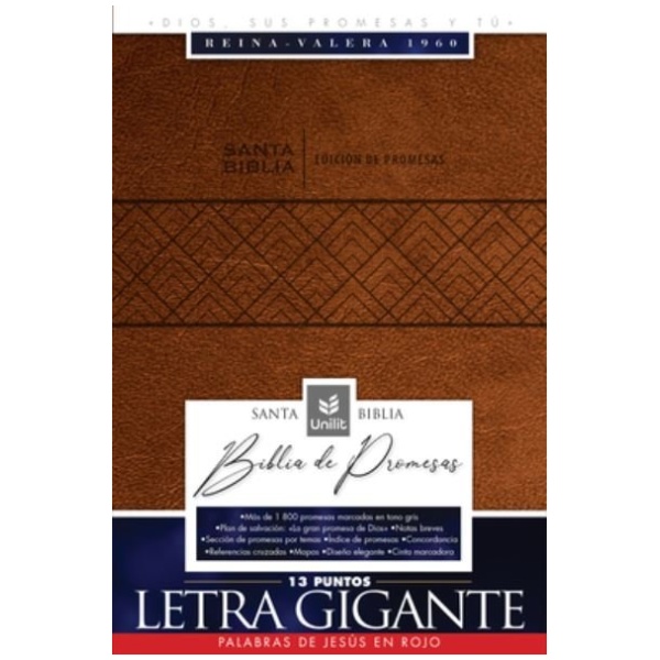 Biblia RVR1960 de Promesas Lt Gigante Café im piel