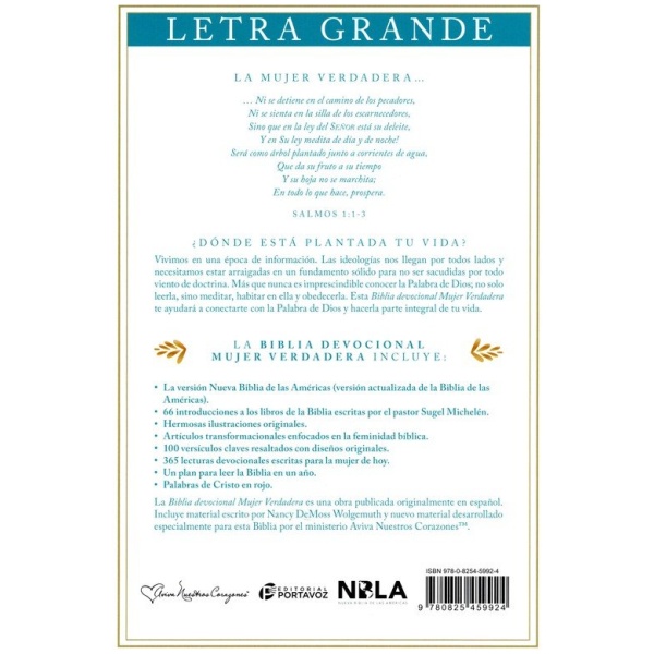 Biblia NBLA Devocional Mujer Verdadera Letra Grande Duotono Aqua - Image 6