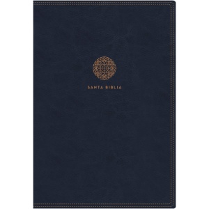 RVR60 Santa Biblia Letra Supergigante Leathersoft Índice Cierre Azul