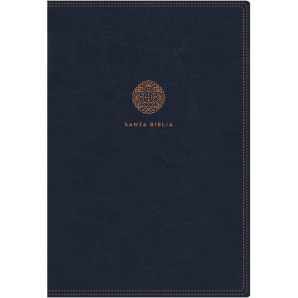 RVR60 Santa Biblia Letra Supergigante Leathersoft Índice Cierre Azul