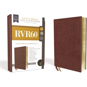 RVR60 Santa Biblia Serie 50 Letra Grande Tamaño Manual Leathersoft Café