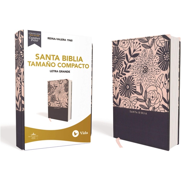 RVR60 Biblia Letra Grande Compacta Flores rosa