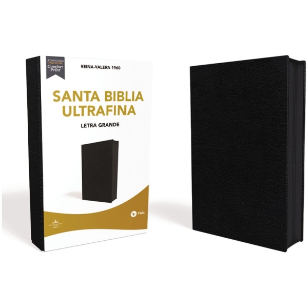 Biblia RV1960 Ultrafina Letra Grande Piel Fabricada Negro Cierre