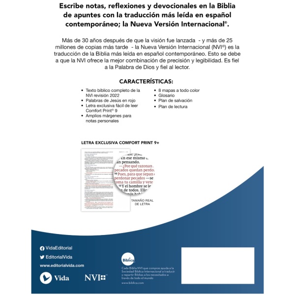 Biblia NVI 2022 Para Notas Leathersoft Azul Marino - Image 2