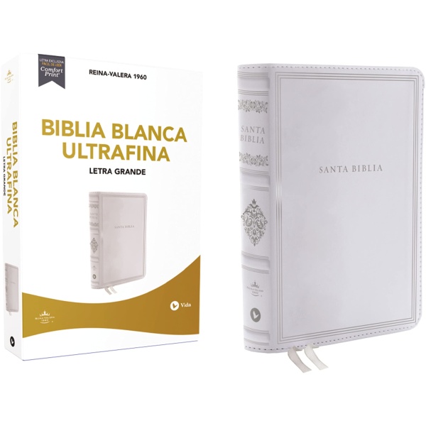 Biblia RVR1960 Blanca Ultrafina 10pt Boda, bautizo, presentación, cumpleaños