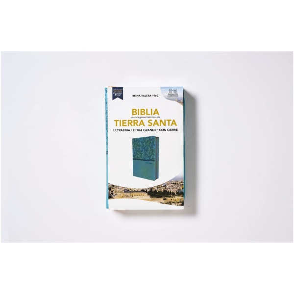 Biblia RVR60 Tierra Santa Ultrafina Letra Grande, Leathersoft Turquesa Con Cierre