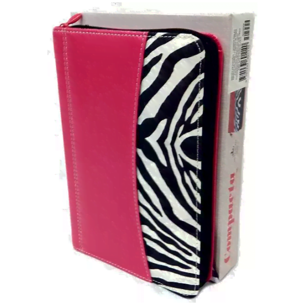 Rvr 1960 Biblia, Compacta Con Cierre, Fucsia/cebra Imit Piel