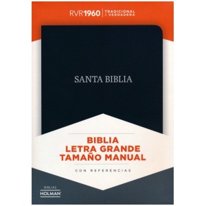 Rvr 1960 Biblia Letra Grande Tamaño Manual, Negro Piel Fabricada Con Índice