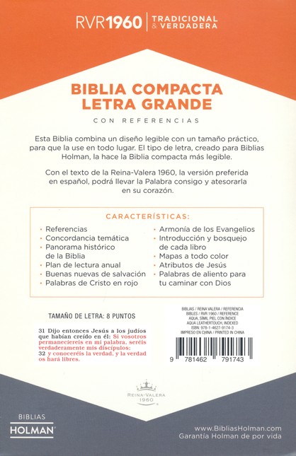 Rvr1960 Biblia Compacta Letra Grande Aqua, Símil Piel Con Índice - Image 4