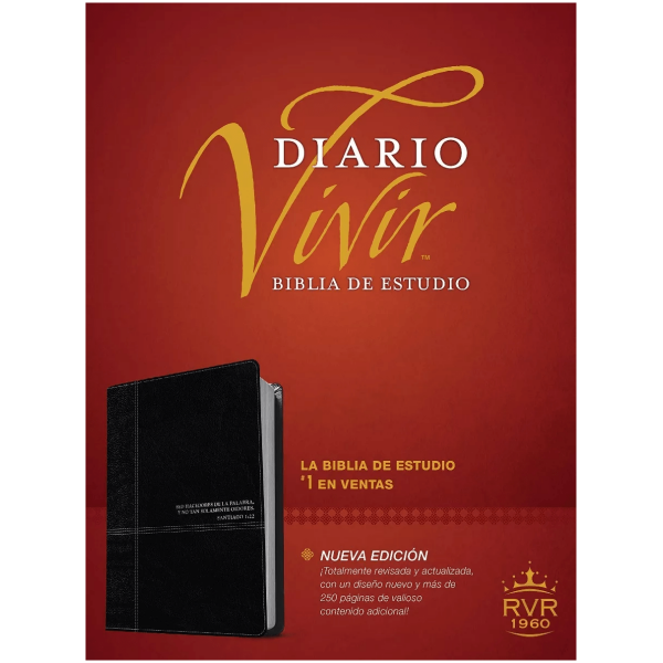 Biblia De Estudio Del Diario Vivir Rvr60, Negro Imit Piel