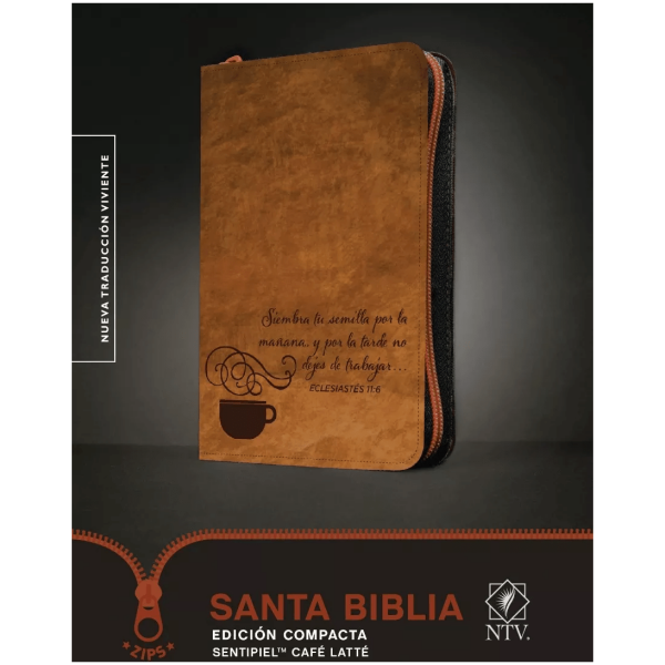 Biblia Compacta Ntv Imitación Piel Café Latté, Con Cierre