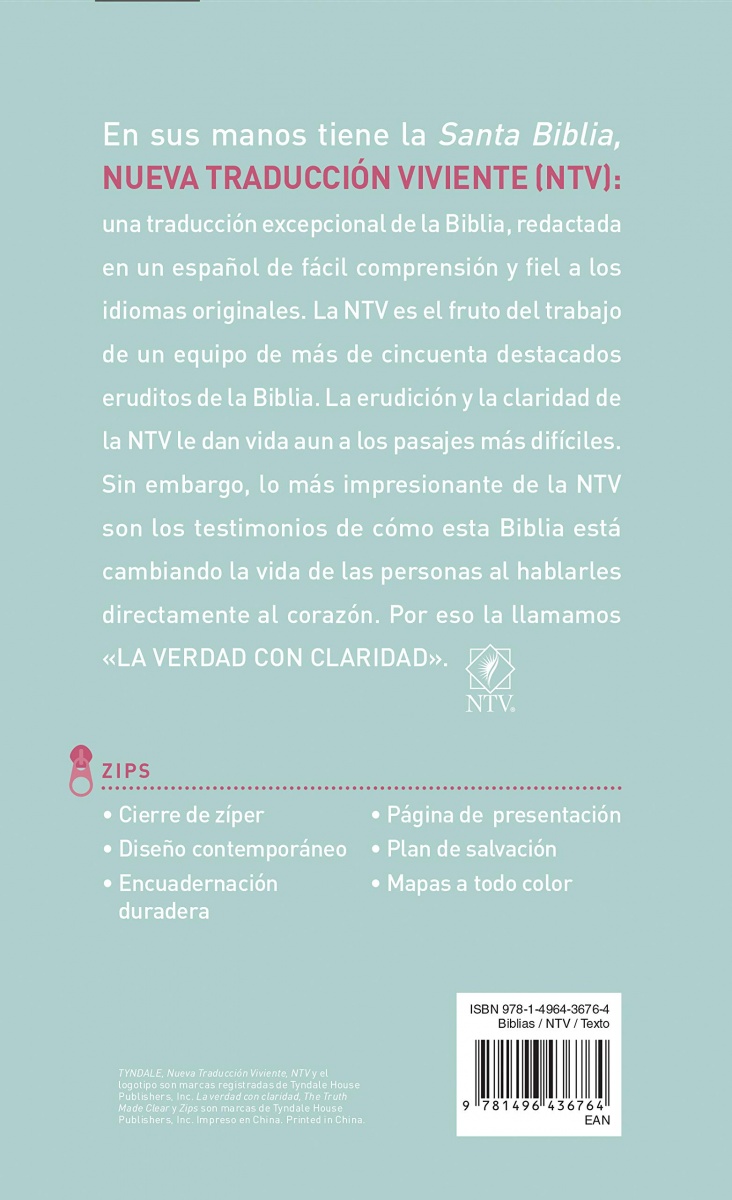 Santa Biblia NTV, Edición zíper, Jardín (Tela) - Image 2