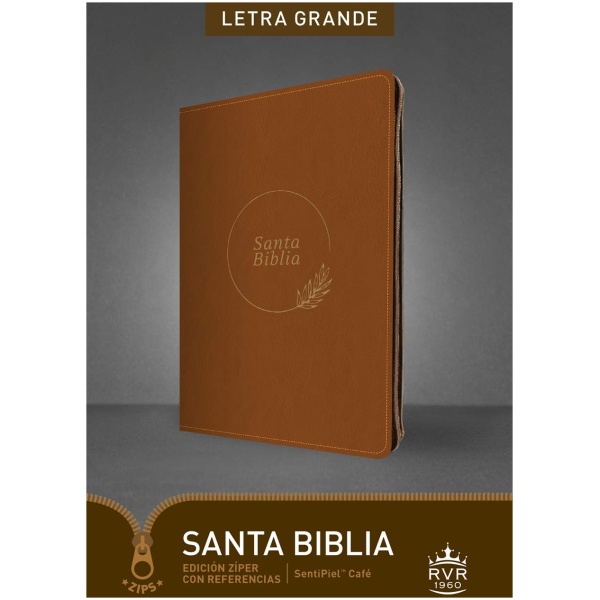 Biblia RVR60 Zíper con Referencias Café Letra Grande