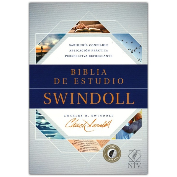 Biblia de Estudio Swindoll NTV Azul tapa dura índice - Image 2