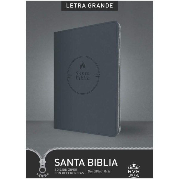 Biblia RVR60 Letra Grande con Cierre Referencias Índice Gris