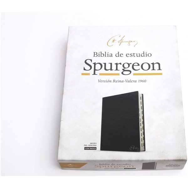 Biblia RVR60 de estudio Spurgeon negro piel genuina índice - Image 4
