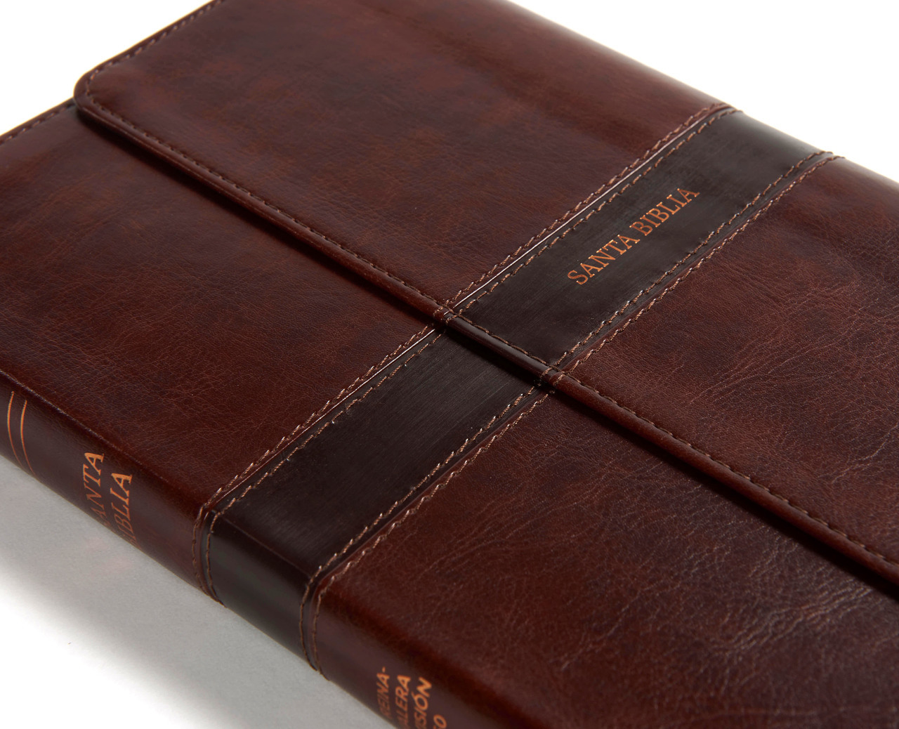 RVR 1960 Biblia Ultrafina, marrón símil piel y solapa con im - Image 2