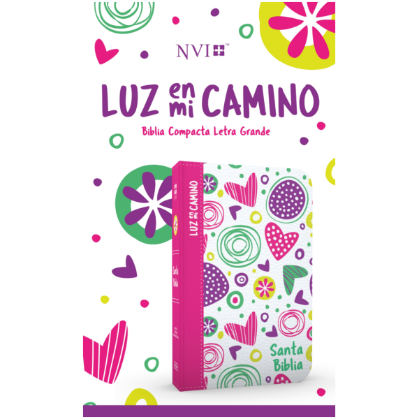 Biblia Luz en mi camino corazones NVI colores símil piel