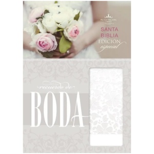 Biblia RVR 1960 Recuerdo de Boda Blanco Floral