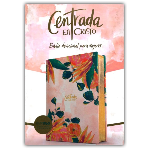 Biblia Rvr1960 Centrada En Cristo Floral Símil Piel