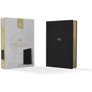 Biblia RVR1960 Temática De Estudio Negro Piel genuina