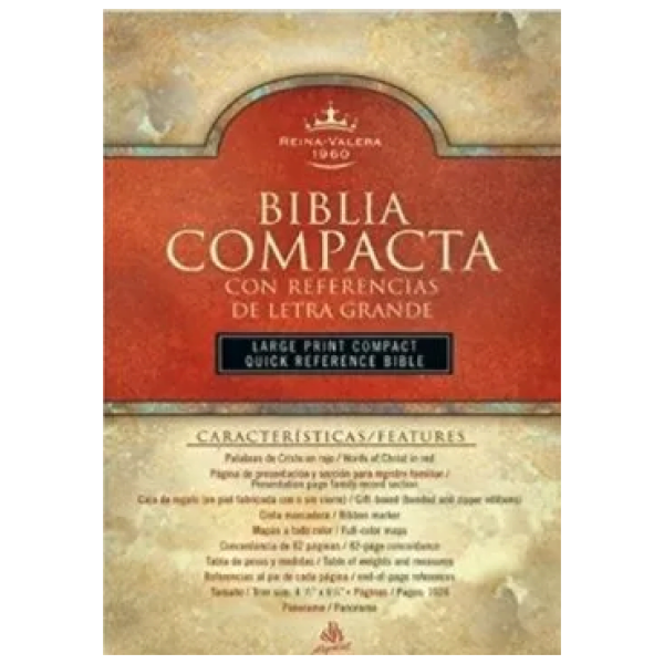 Rvr 1960 Biblia Compacta Letra Grande Con Referencias Borgoñ