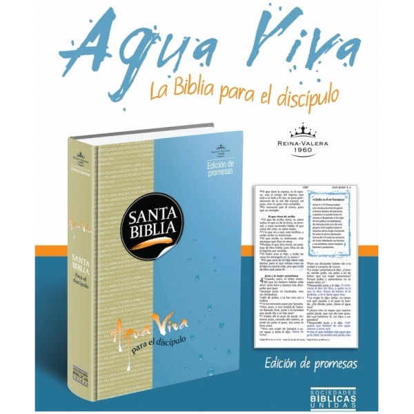 Biblia Agua Viva de Promesas Azul Rvr063c Pjr - Image 3