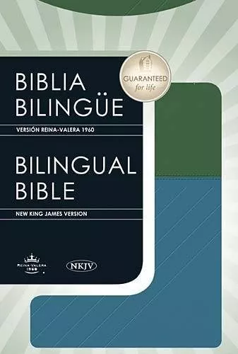 Biblia Bilingüe Rvr1960, Imitación Piel, Color Azúl Y Verde