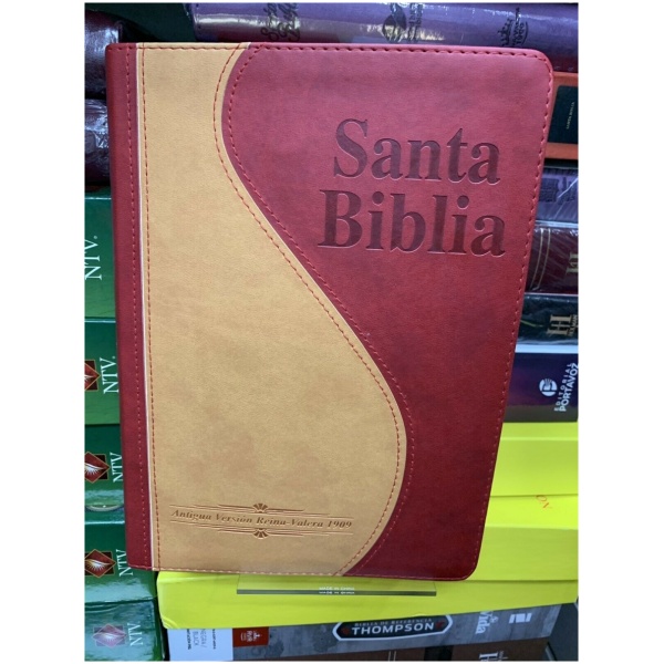 Biblia RV1909 Imit Piel Duotono rojo mostaza letra grande co