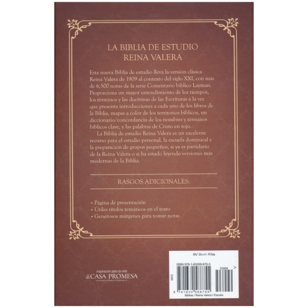 La Biblia De Estudio Reina Valera 1909 Imit. Piel Marrón - Image 5