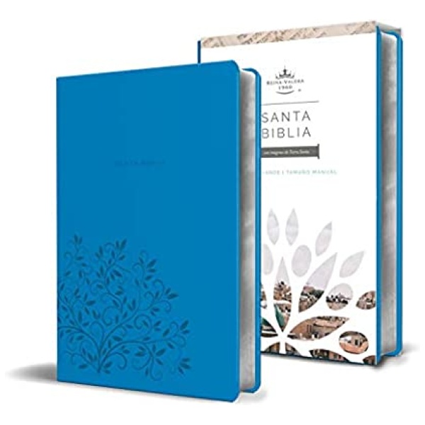 Biblia RV 1960 Letra Grande. Símil Piel Azul, Tamaño Manual
