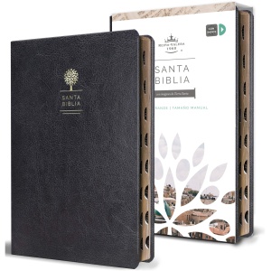 Biblia RVR1960 Letra Grande Símil Piel Negro Manual índice