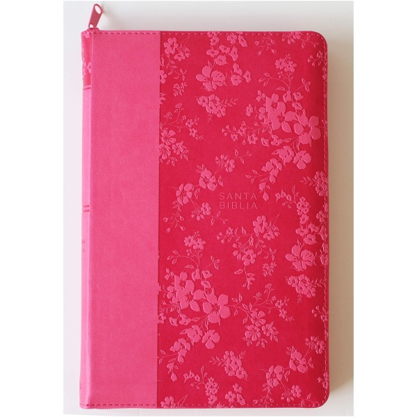 Biblia RVR1960 Lt Grande Sim. Piel Fucsia flores índice - Image 2