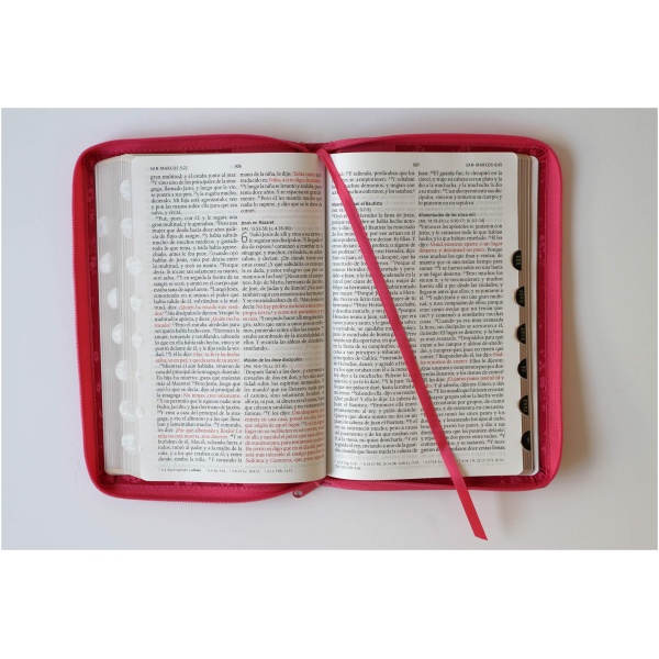Biblia RVR1960 Lt Grande Sim. Piel Fucsia flores índice - Image 3