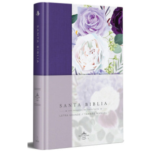 Biblia RVR1960 Manual Letra Grande Tapa Dura Morada Flores 10.5pt