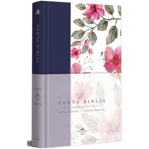 Biblia RVR1960 Lt Grande Tapa Dura Azul Púrpura flores 10.5pt