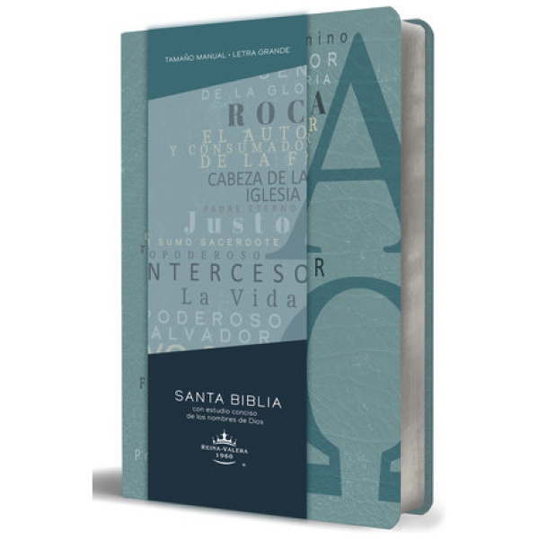 Biblia RVR1960 Lt Grande Manual Simil Piel Azul Nombres de Dios I 10.5pt