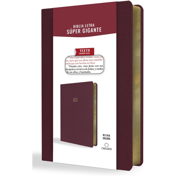 Biblia RV1909 Lt Súper Gigante Símil Piel Vino Tinto 16pt PJR