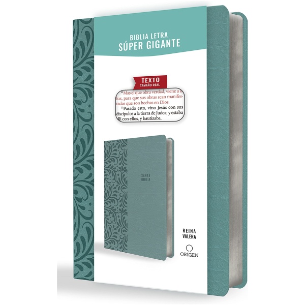 Biblia RV1909 Lt Súper Gigante Símil Piel Aguamarina 16pt PJR